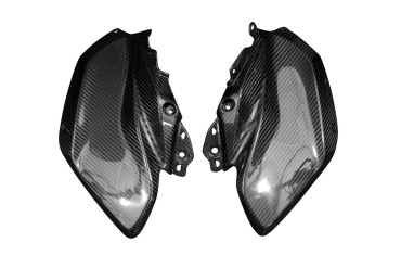 Carenado de depósito (paneles laterales) Carbono por Kawasaki Z H2 2020- Carbono+Fibra de Vidrio | Patron Enlazado | Brillante