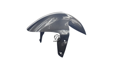 Guardafango frontal Carbono por Triumph Street Triple 2007-2012 Carbono+Fibra de Vidrio | Patron Sencillo | Brillante
